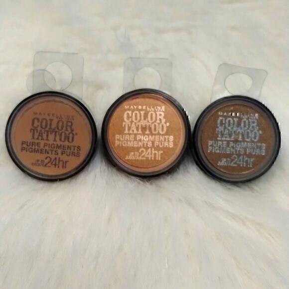 Maybelline Color Tattoo Pure Pigments 24hr Eyeshadow Bronze, Brown, Buff&Tuff - Picture 1 of 5